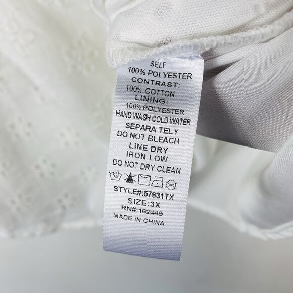 Milk & Honey Plus Size 3X Eyelet Embroidered Flutter Sleeve Blouse Top White - Picture 4 of 4